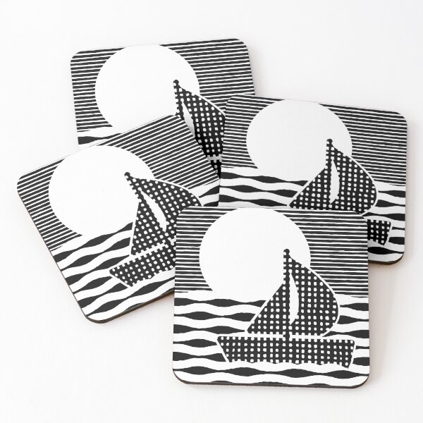 Item preview, Sea Scene Woodblock Print (Black) designed and sold by STUDIO-72.
