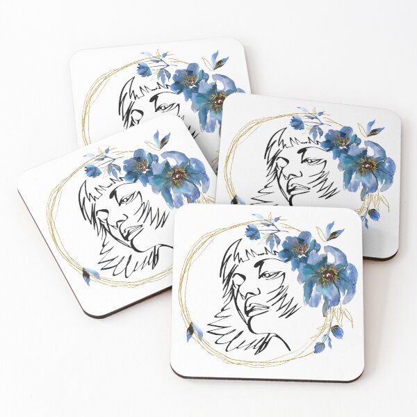 Item preview, Blue Flower Girl in a Gold Circle Frame Design designed and sold by CreativNode.