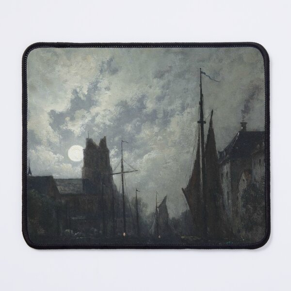 Item preview, Canal in Dordrecht at Moonlight - Egide François Leemans designed and sold by Vintage Designs +.