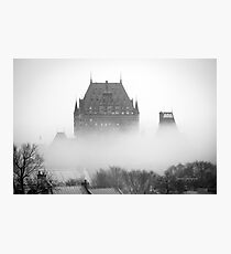 A Foggy Morning engulfs Chateau Frontenac Black and White Photographic Print