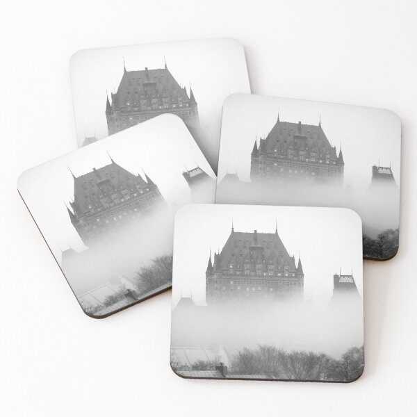 Item preview, A Foggy Morning engulfs Chateau Frontenac Black and White designed and sold by Yannik Hay.