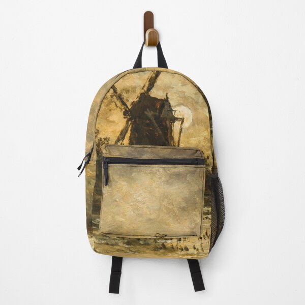 Item preview, River view in moonlight with windmill - Egide François Leemans designed and sold by Vintage Designs +.