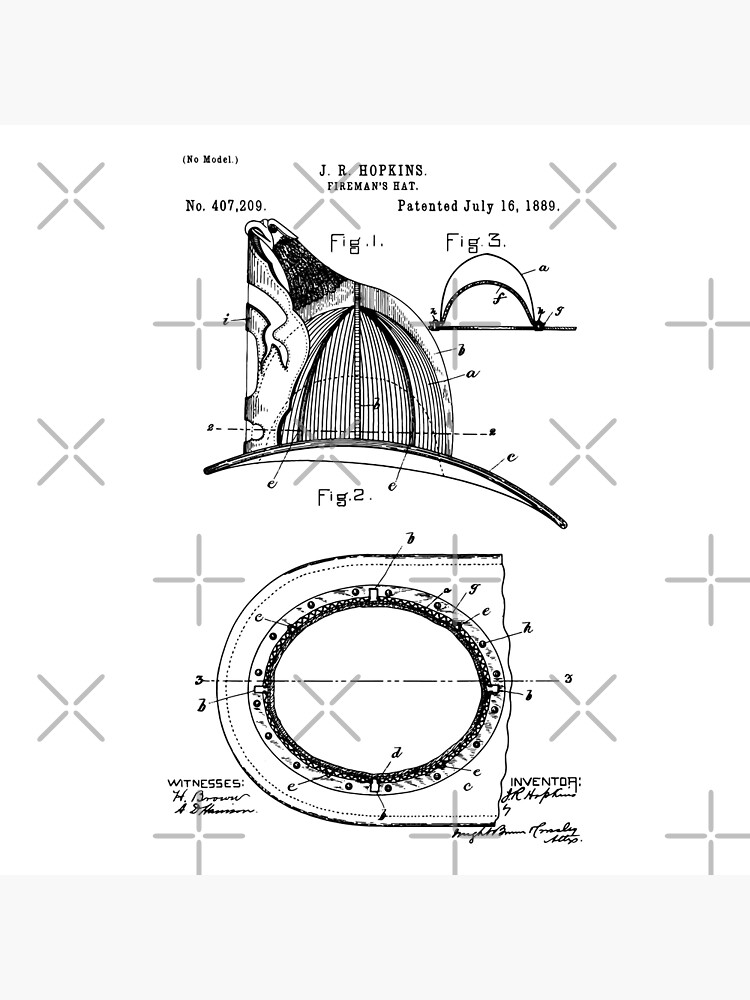 fire-helmet-patent-1889-fireman-decor-helmet-firefighter-hat-poster