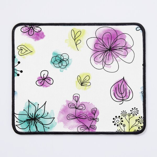 Item preview, Abstract lineart flowers with the splashes of watercolor designed and sold by Smetankinaart.