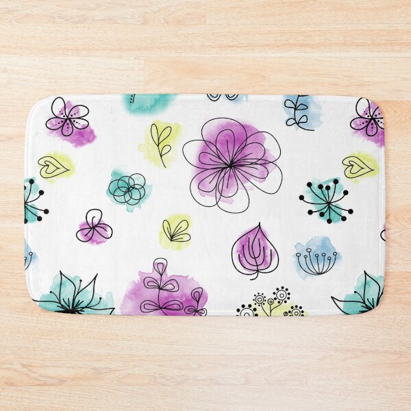 Item preview, Abstract lineart flowers with the splashes of watercolor designed and sold by Smetankinaart.