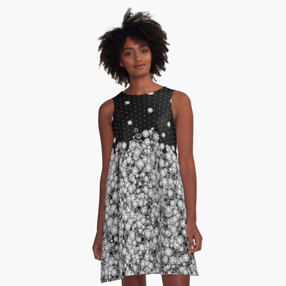 black and white daisy dress