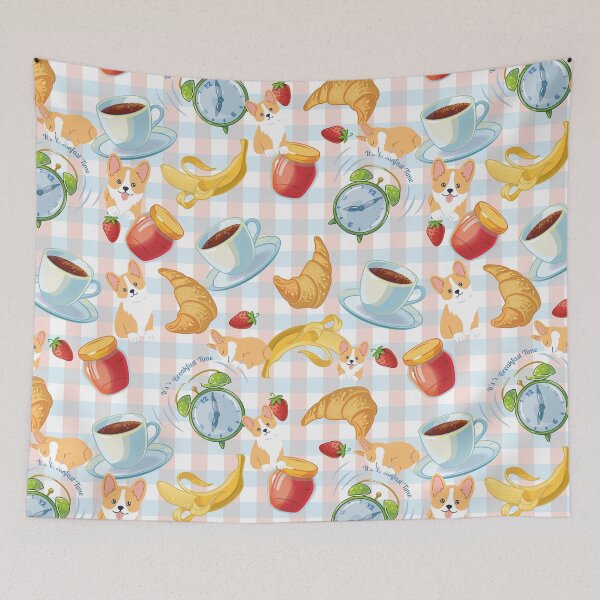 Item preview, Corgi Breakfast - Blue designed and sold by pretty-os.