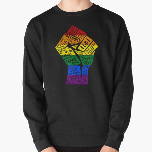 Men/'s Rainbow LGBT Protest Fist Black//Charcoal Raglan Hoodie Gay Pride Equality