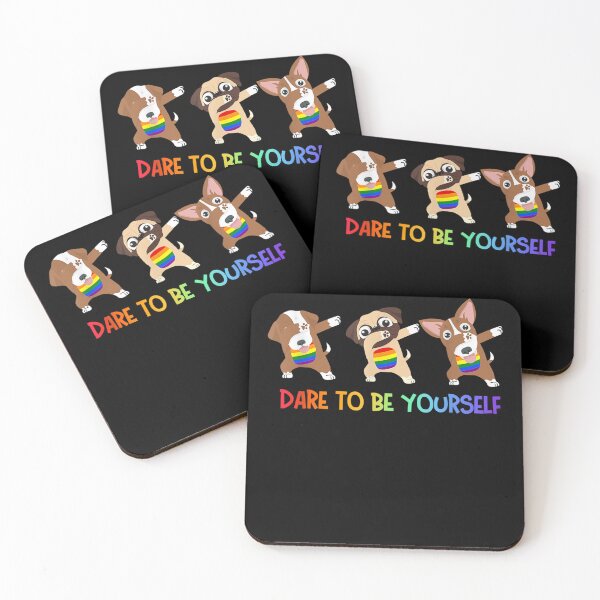 Item preview, Dare To Be Yourself Awesome Dabbing Dogs Rainbow LGBT Pride  designed and sold by EuphemiaShop.