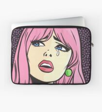 Pink Pop Art Crying Comic Girl Laptop Sleeve