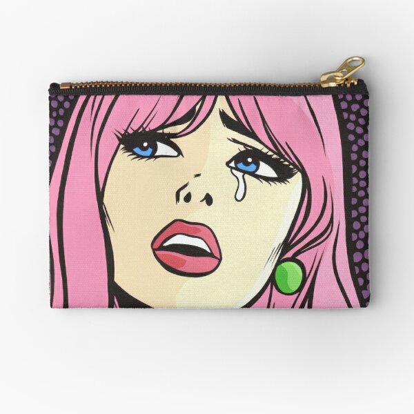 Pink Pop Art Crying Comic Girl Zipper Pouch For Sale By Turddemon