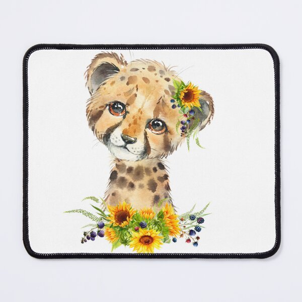 Item preview, Baby Cheetah with Yellow Floral Sunflowers  designed and sold by Paulele.