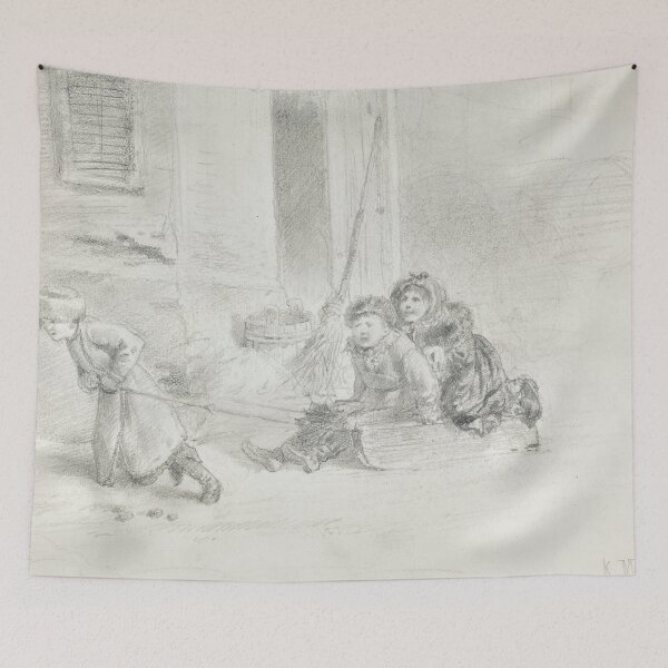 Item preview, Russian children playing with a sled - egorovich makovsky designed and sold by Vintage Designs +.