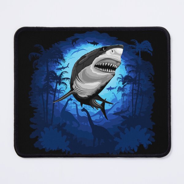 Item preview, Great White Shark on Surreal Jurassic Underwater Scenery designed and sold by BluedarkArt.