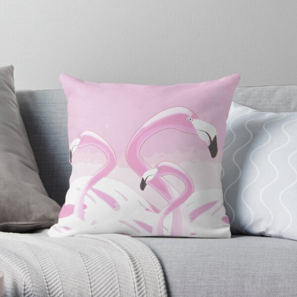Soft Pink Flamingos Design Throw Pillow