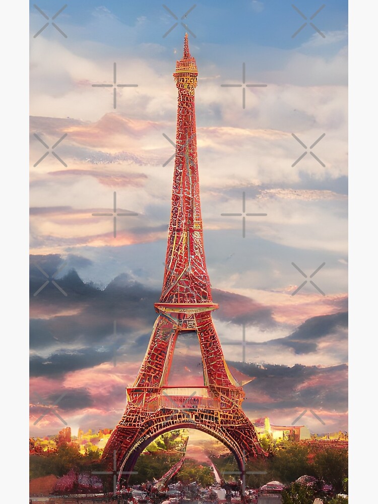 Discover Eiffel tower Paris France painting Premium Matte Vertical Poster