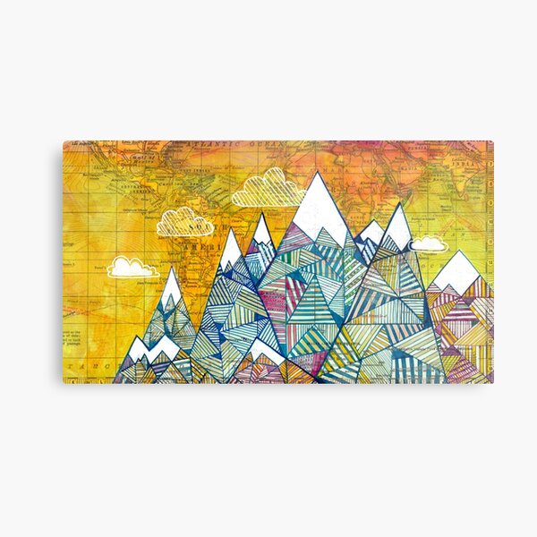 Maps and Mountains Metal Print