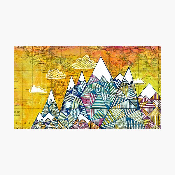 Maps and Mountains Photographic Print