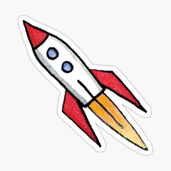 Little Rocket (on blue) Sticker