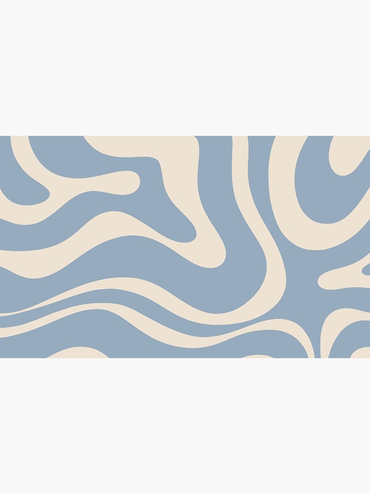 Modern Retro Liquid Swirl Abstract Pattern Square in Muted Light Blue and Cream Beige by kierkegaard