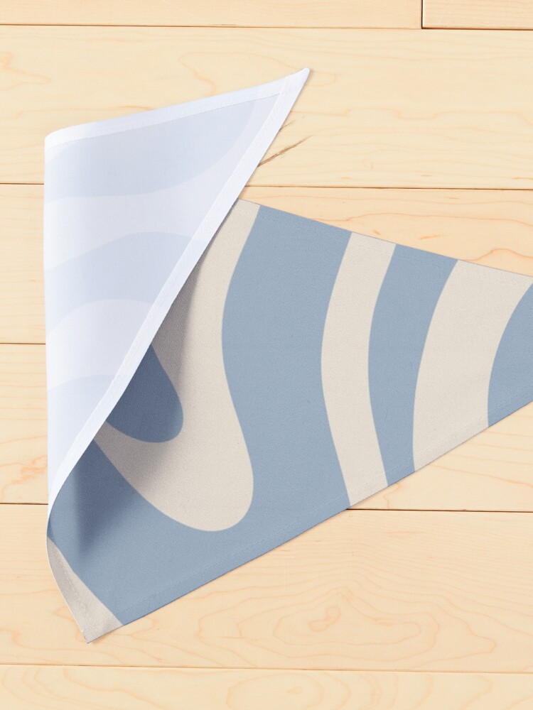 Alternate view of Modern Retro Liquid Swirl Abstract Pattern Square in Muted Light Blue and Cream Beige Pet Bandana
