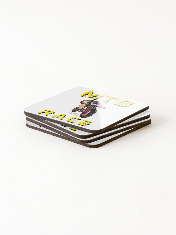 Thumbnail 4 of 5, Coasters (Set of 4), MTB RACE - Yellow designed and sold by DrawingAndText.