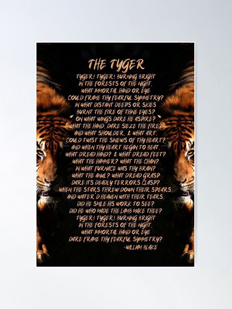 PRINTABLE Tiger Poem By William Blake, Poetry Wall Art, Tyger Tyger ...