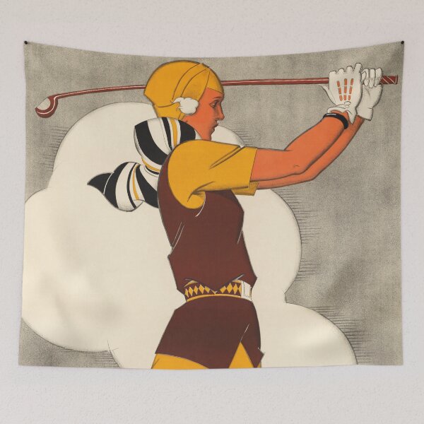 Item preview, GOLF DE SARLABOT CABOURG FRANCE 1930 Vintage Art Deco Travel Poster by Rene Vincent designed and sold by retroposters.