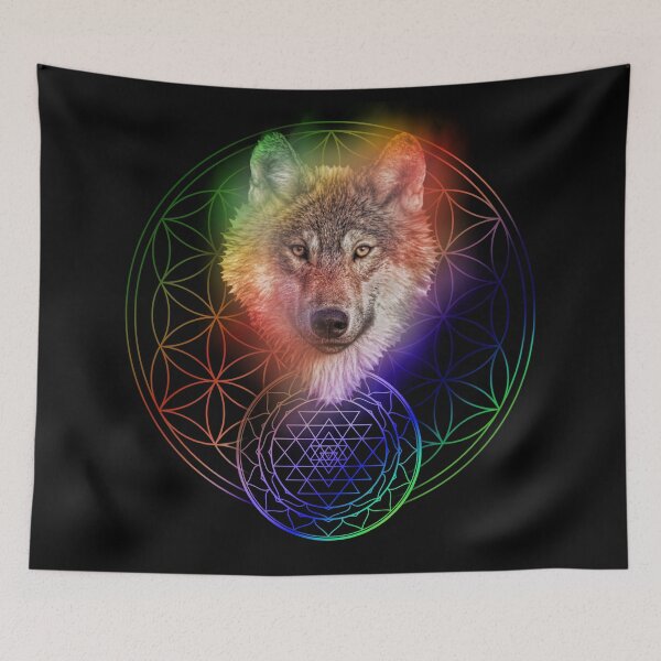 Item preview, Power Animal Wolf Sri Yantra Mandala designed and sold by Bluepress.