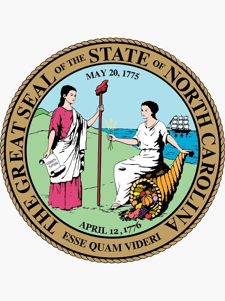 "North Carolina State Seal" Sticker for Sale by TakeAHike | Redbubble