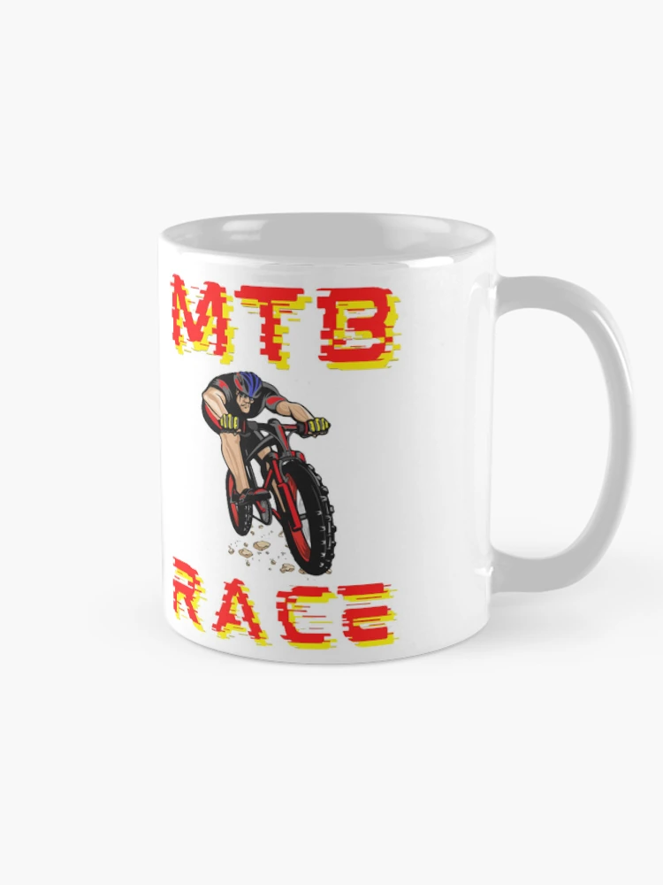 Aperçu 3 sur 6. Mug à café avec l'œuvre VTT RACE - Rouge créée et vendue par DrawingAndText.