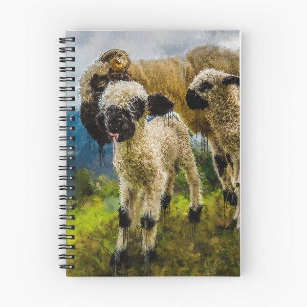 Item preview, Swiss Valais Blacknose Sheep family, Cute farm animal, Walliser Schwarznasenschaf, Fluffy sheep designed and sold by Trendymotion.