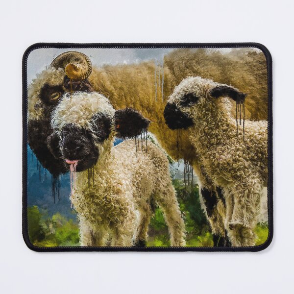 Item preview, Swiss Valais Blacknose Sheep family, Cute farm animal, Walliser Schwarznasenschaf, Fluffy sheep designed and sold by Trendymotion.