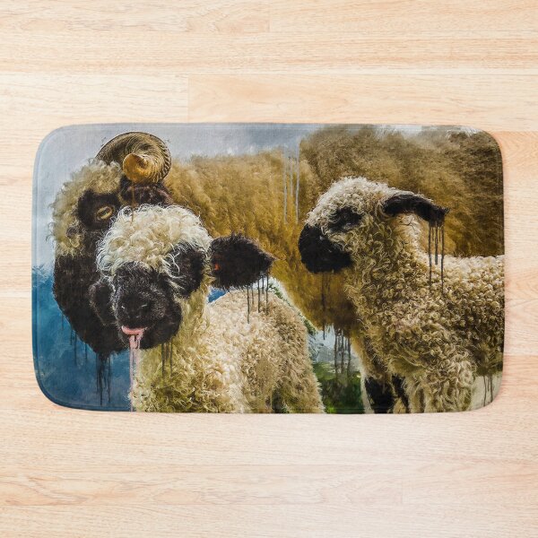 Item preview, Swiss Valais Blacknose Sheep family, Cute farm animal, Walliser Schwarznasenschaf, Fluffy sheep designed and sold by Trendymotion.