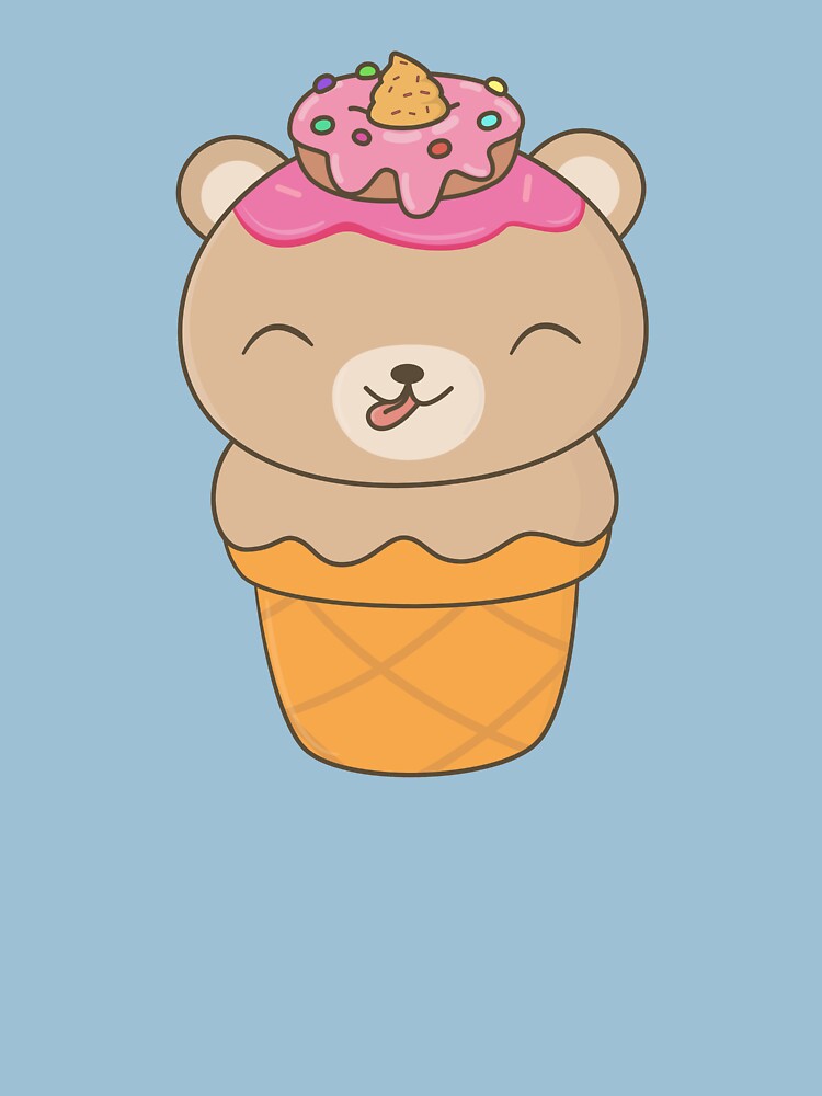 Cute Polar Bear Eating Ice Cream Cone Cartoon - Cute Polar Bear Eating Ice  Cream Cone - T-Shirt