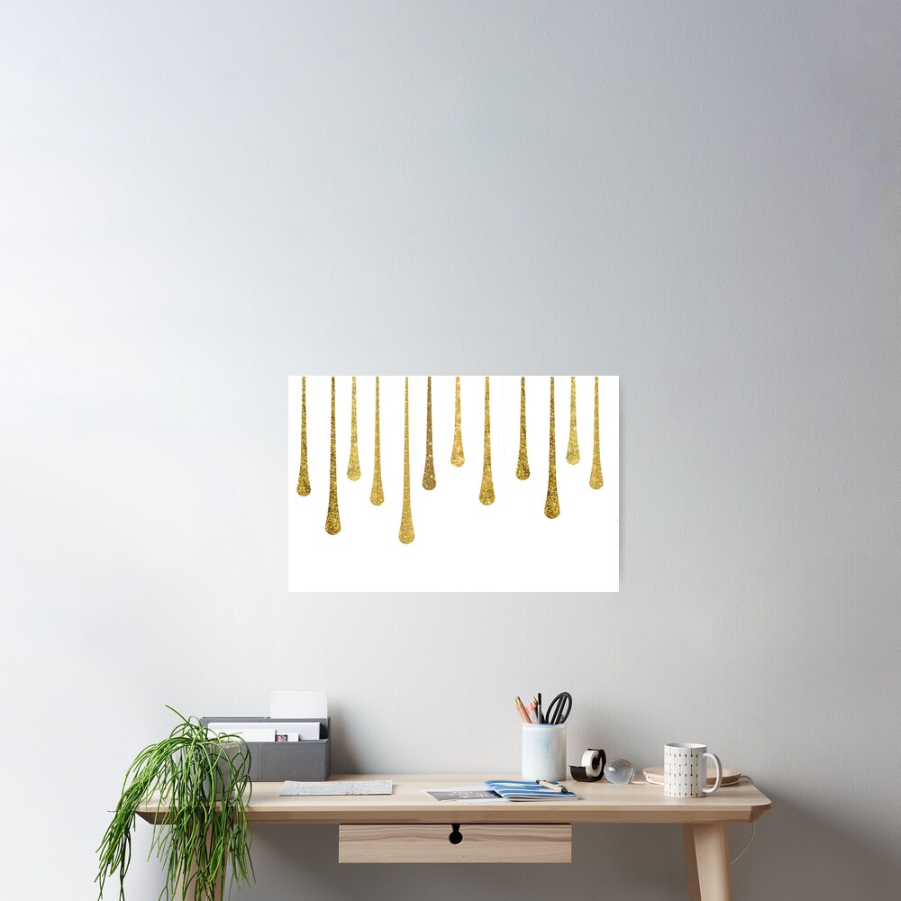 "Gold Glitter Paint Drips" Poster for Sale by KathrinLegg Redbubble