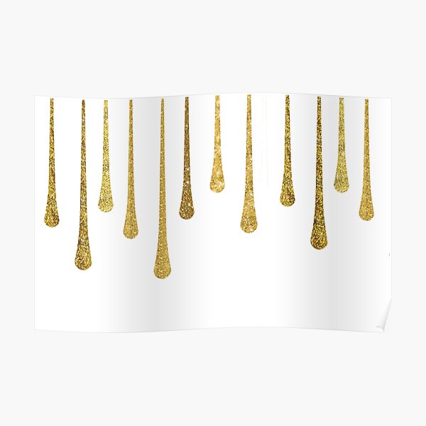 "Gold Glitter Paint Drips" Poster for Sale by KathrinLegg Redbubble