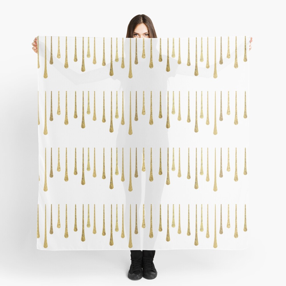 "Gold Glitter Paint Drips" Scarf by KathrinLegg Redbubble