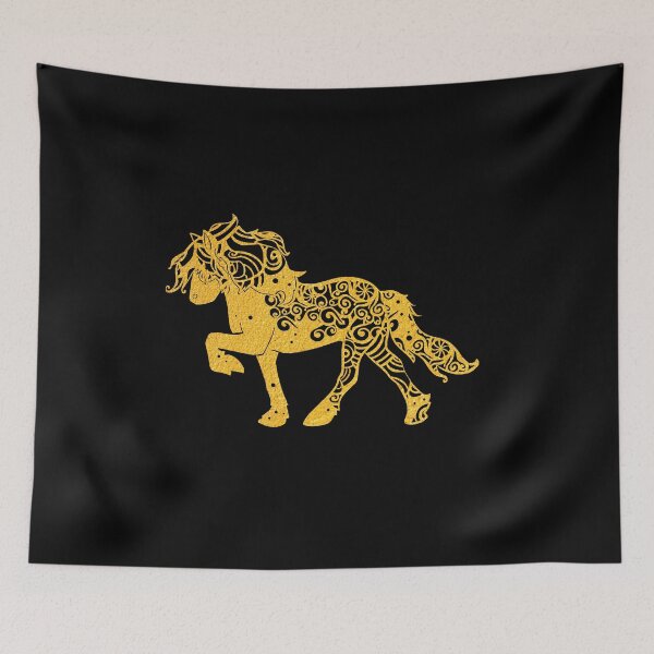 Item preview, Icelandic Horse Pony Gold Papercut Mandala Art designed and sold by hign.