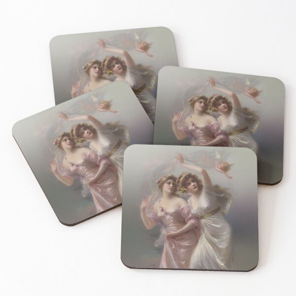 Item preview, Love's Messengers by Edouard Bisson Art Print of Vintage Art,Beautiful Women Mythic Mythological Angel designed and sold by TeeARTHY.