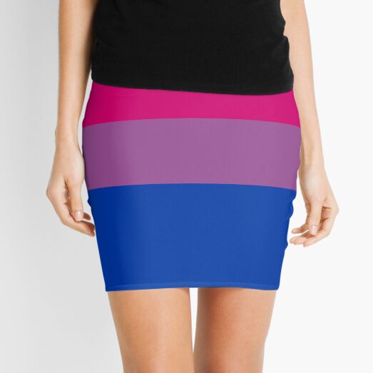 Bisexual Pride Flag (black background) Mini Skirt
