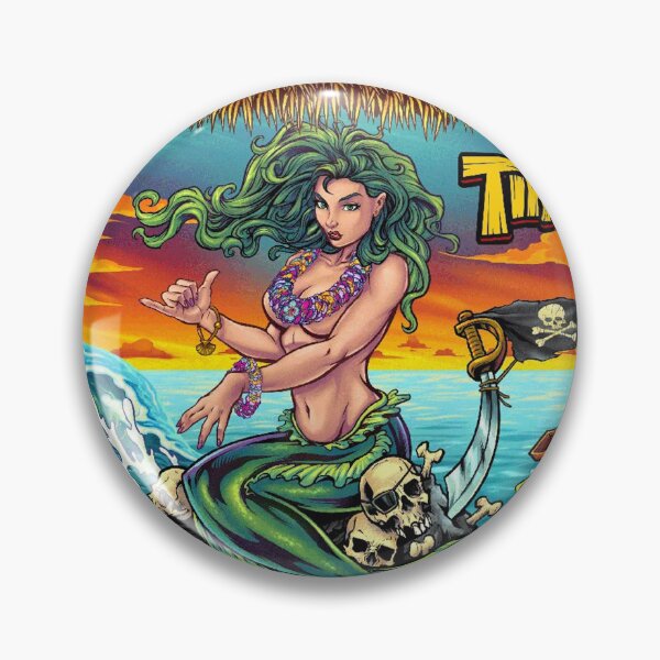 Item preview, The murals and t-shirts featured loads of mermaids, Poseidon, tiki totems, flying sea turtles, and surfing parrots designed and sold by iratsaimaseshop.