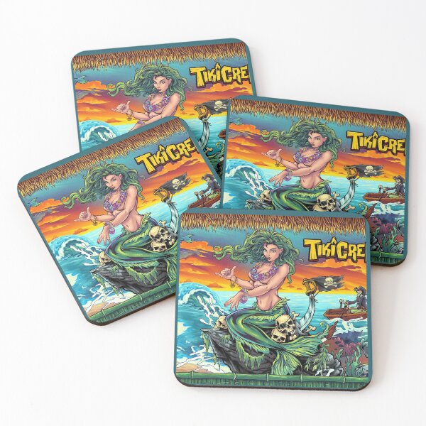 Item preview, The murals and t-shirts featured loads of mermaids, Poseidon, tiki totems, flying sea turtles, and surfing parrots designed and sold by iratsaimaseshop.
