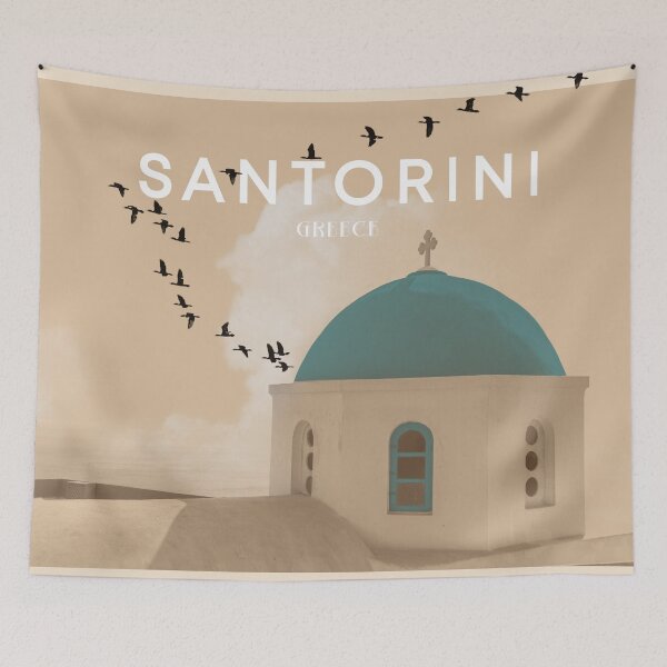 Item preview, Blue Domed Church Oia Santorini Island Greece Art Print  designed and sold by boholoc0.