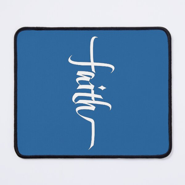 Item preview, White Cross of Faith, Calligraphy - skydiver blue designed and sold by AbideApparel.