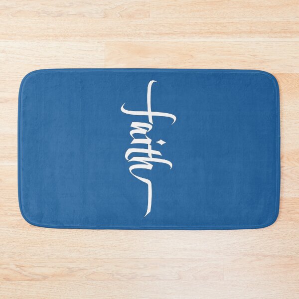 Item preview, White Cross of Faith, Calligraphy - skydiver blue designed and sold by AbideApparel.