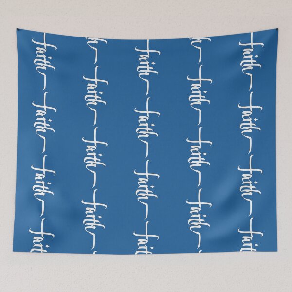 Item preview, White Cross of Faith, Calligraphy - skydiver blue designed and sold by AbideApparel.