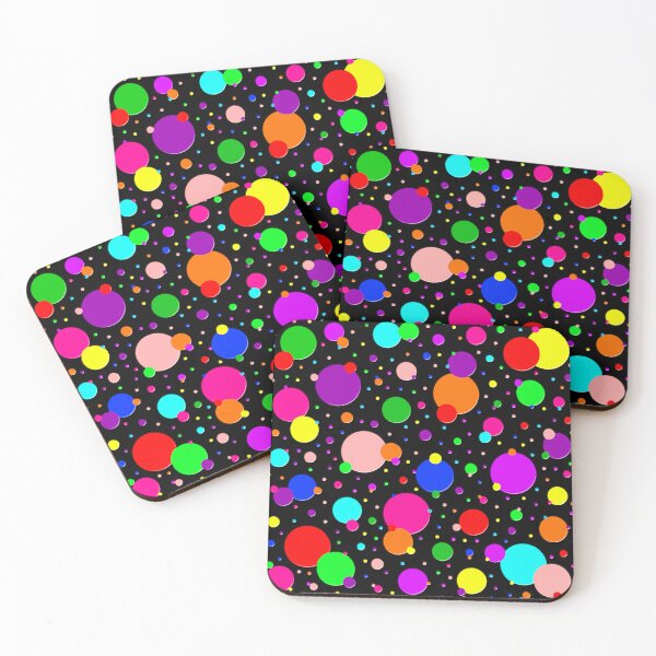 Item preview, Multi Size Rainbow Polka Dots on a Black Background, Large Sized Non-Repeating Image designed and sold by Nicolette Olivier.