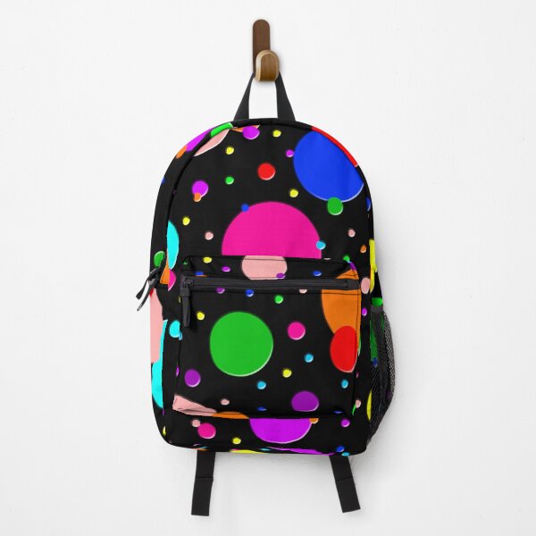 Item preview, Multi Size Rainbow Polka Dots on a Black Background, Large Sized Non-Repeating Image designed and sold by Nicolette Olivier.