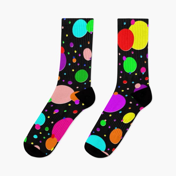 Item preview, Multi Size Rainbow Polka Dots on a Black Background, Large Sized Non-Repeating Image designed and sold by Nicolette Olivier.